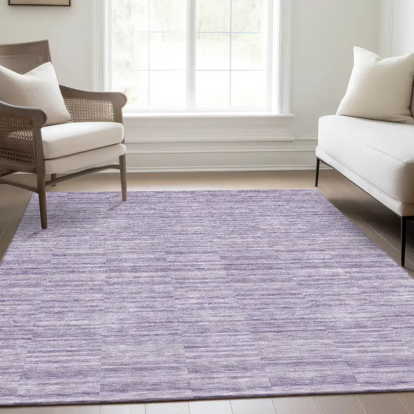 Plum And Purple Striped Washable Indoor Outdoor Area Rug Photo 9