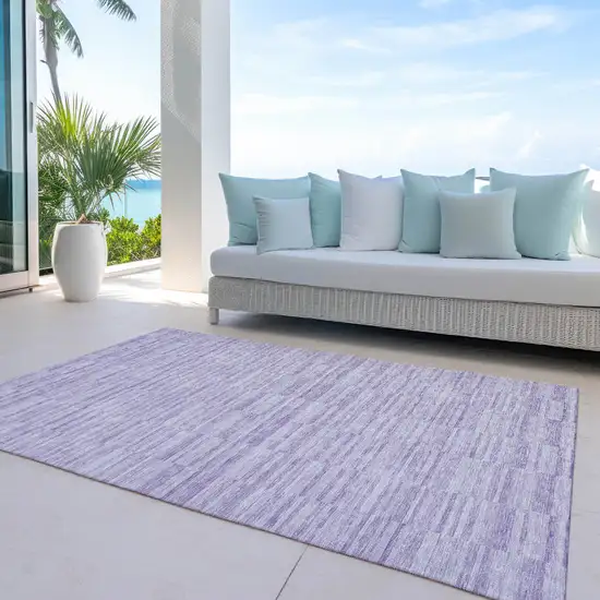Plum And Purple Striped Washable Indoor Outdoor Area Rug Photo 8