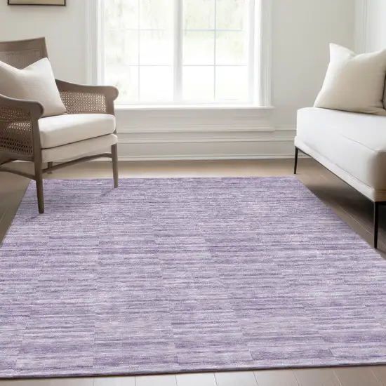 Plum And Purple Striped Washable Indoor Outdoor Area Rug Photo 9