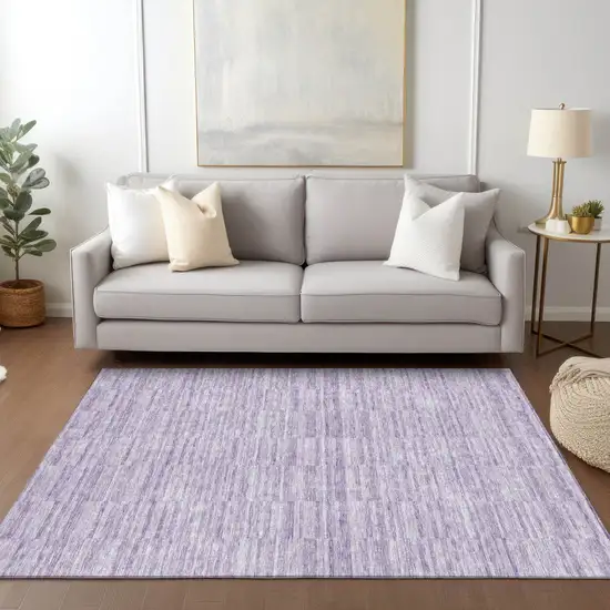Plum And Purple Striped Washable Indoor Outdoor Area Rug Photo 9