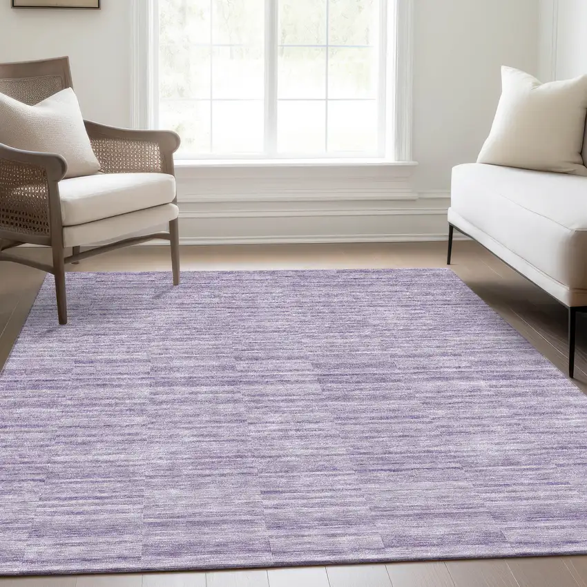 Plum And Purple Striped Washable Indoor Outdoor Area Rug Photo 9