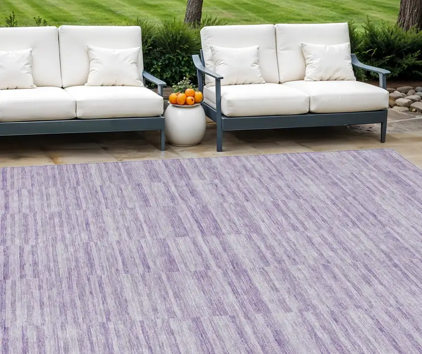 Plum And Purple Striped Washable Indoor Outdoor Area Rug Photo 1