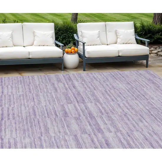 Plum And Purple Striped Washable Indoor Outdoor Area Rug Photo 1