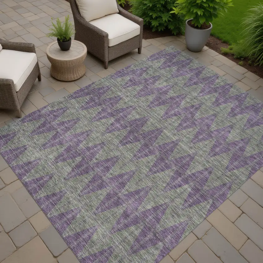 Plum And Sage Geometric Washable Indoor Outdoor Area Rug Photo 7