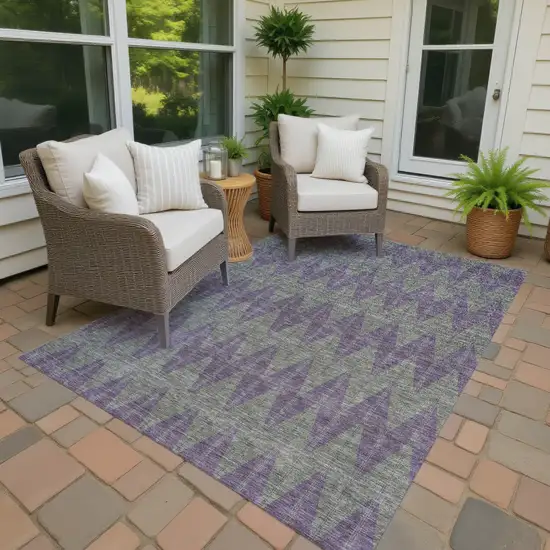 Plum And Sage Geometric Washable Indoor Outdoor Area Rug Photo 4