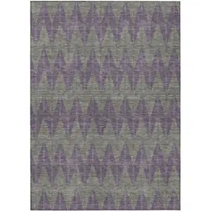 Photo of Plum And Sage Geometric Washable Indoor Outdoor Area Rug