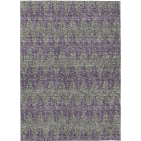 Plum And Sage Geometric Washable Indoor Outdoor Area Rug Photo 1
