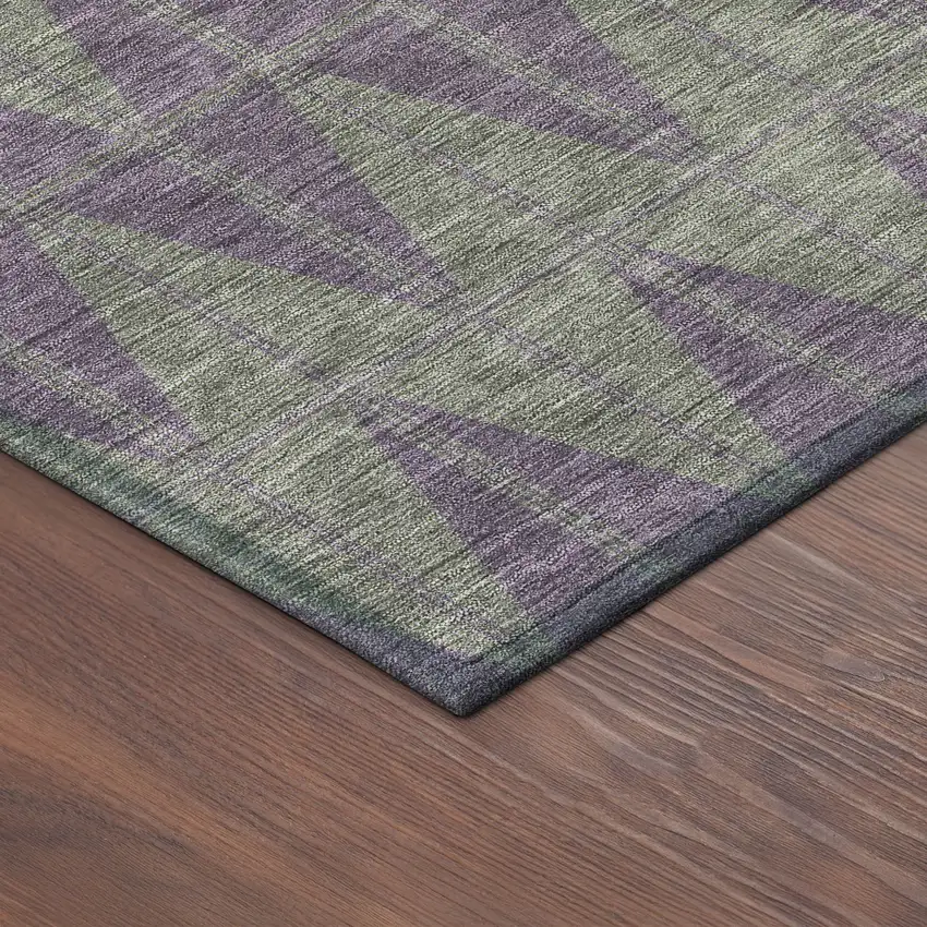 Plum And Sage Geometric Washable Indoor Outdoor Area Rug Photo 5