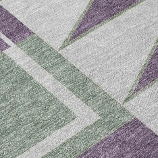 Plum And Silver Geometric Washable Indoor Outdoor Area Rug Photo 5