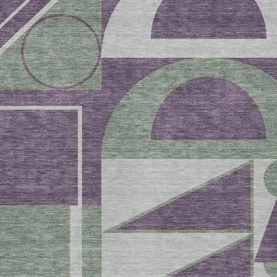 Plum And Silver Geometric Washable Indoor Outdoor Area Rug Photo 2