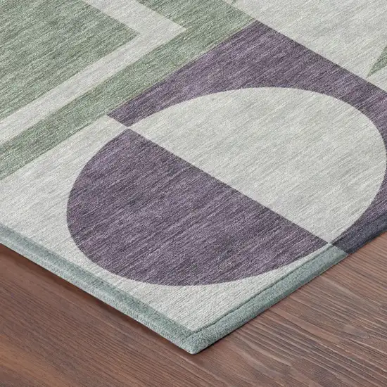 Plum And Silver Geometric Washable Indoor Outdoor Area Rug Photo 4