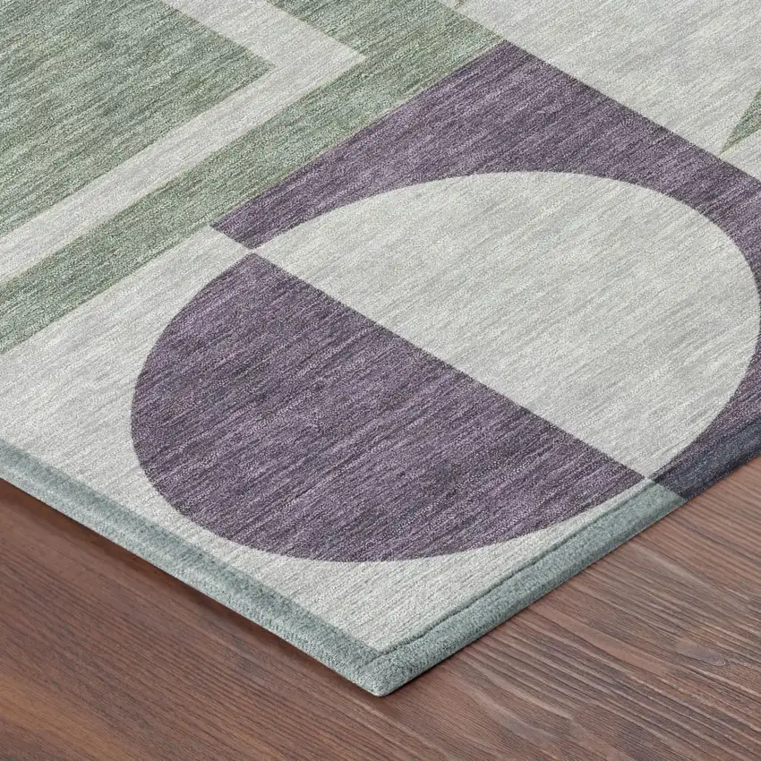 Plum And Silver Geometric Washable Indoor Outdoor Area Rug Photo 4