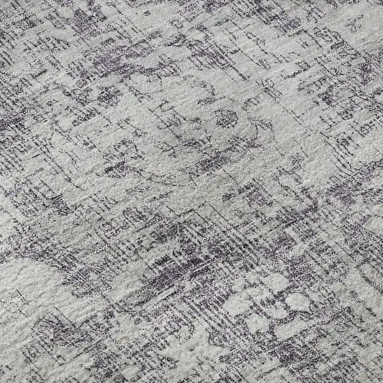 Plum And Silver Oriental Washable Area Rug With UV Protection Photo 9