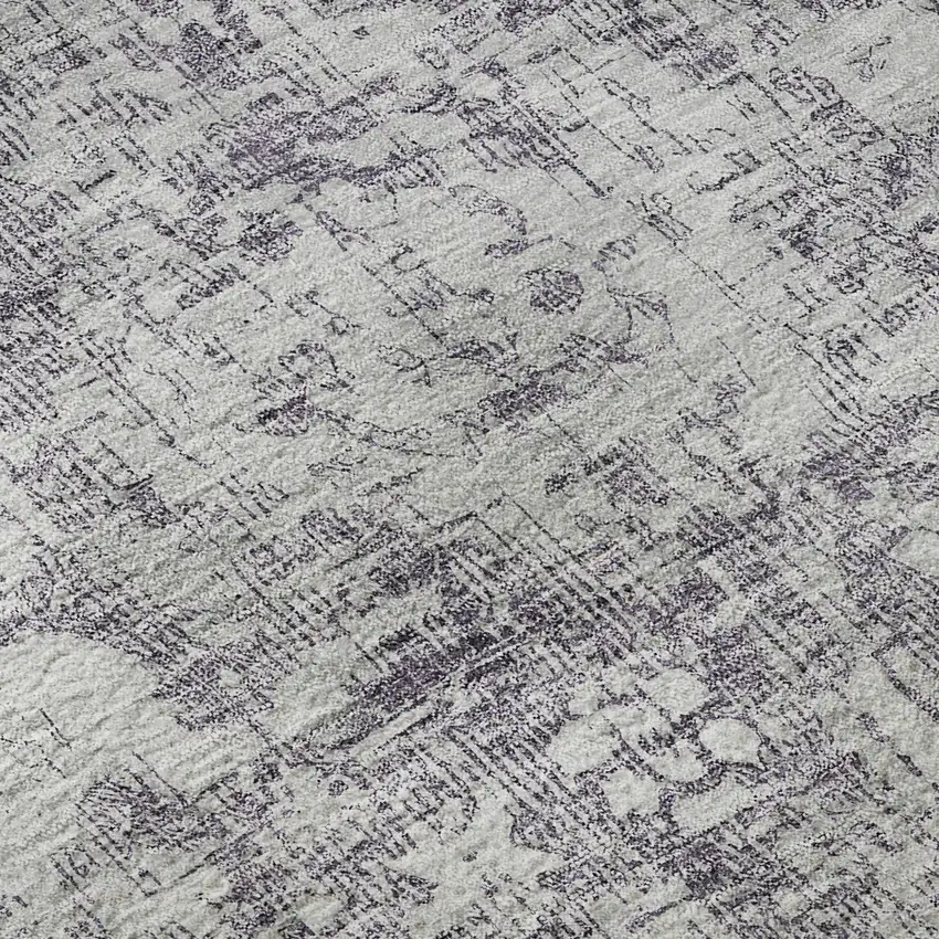 Plum And Silver Oriental Washable Area Rug With UV Protection Photo 9