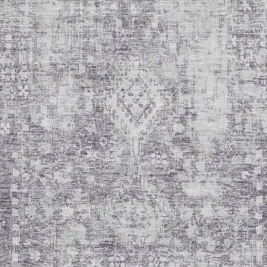 Plum And Silver Oriental Washable Area Rug With UV Protection Photo 2