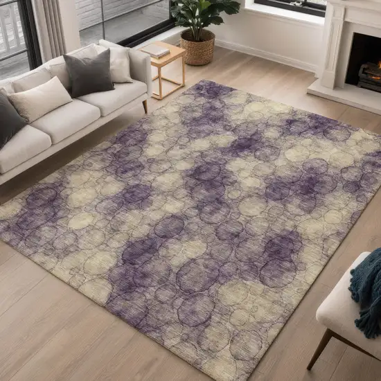 Plum And Wheat Abstract Washable Indoor Outdoor Area Rug Photo 4