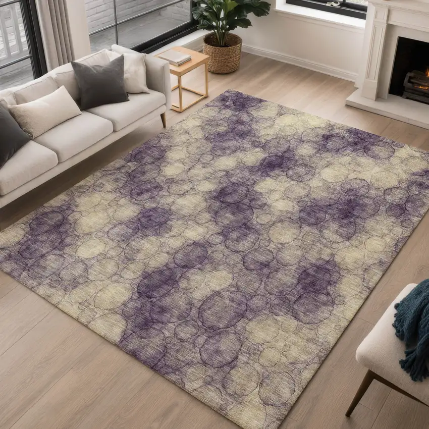 Plum And Wheat Abstract Washable Indoor Outdoor Area Rug Photo 4