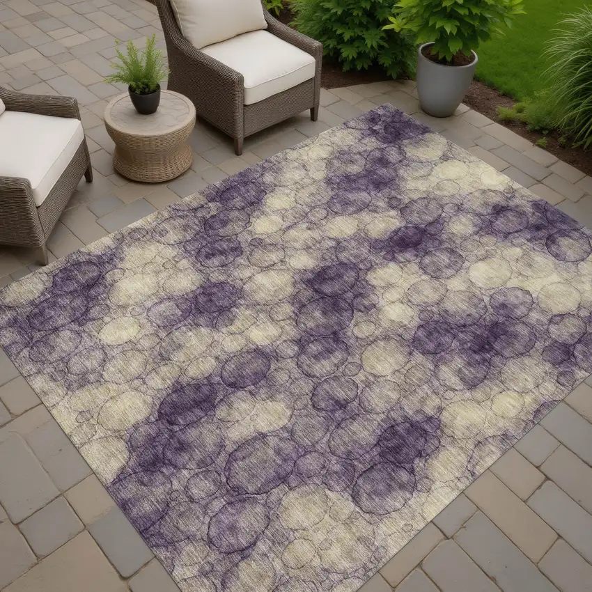 Plum And Wheat Abstract Washable Indoor Outdoor Area Rug Photo 6