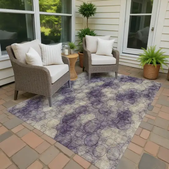 Plum And Wheat Abstract Washable Indoor Outdoor Area Rug Photo 3