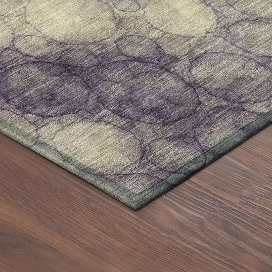 Plum And Wheat Abstract Washable Indoor Outdoor Area Rug Photo 5