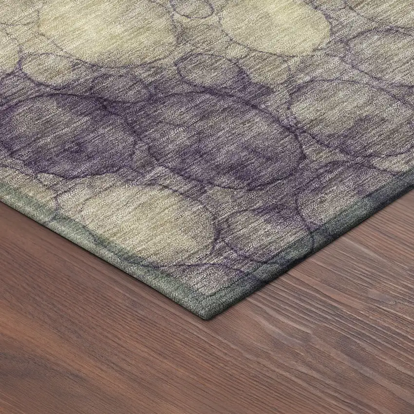 Plum And Wheat Abstract Washable Indoor Outdoor Area Rug Photo 5