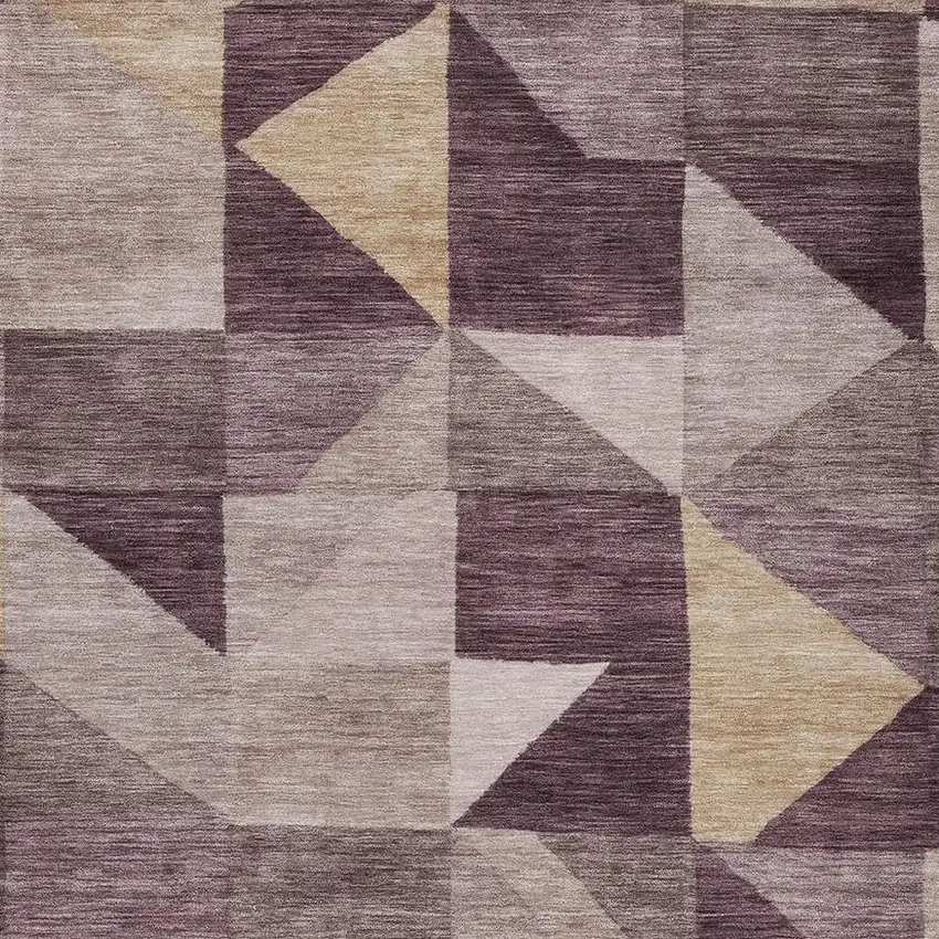 Plum And Wheat Geometric Washable Indoor Outdoor Area Rug Photo 2