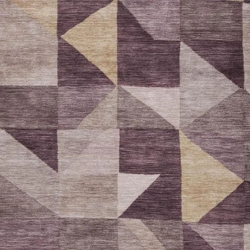 Plum And Wheat Geometric Washable Indoor Outdoor Area Rug Photo 2