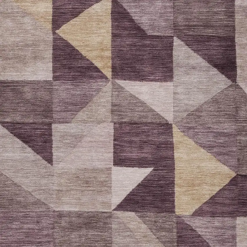Plum And Wheat Geometric Washable Indoor Outdoor Area Rug Photo 2