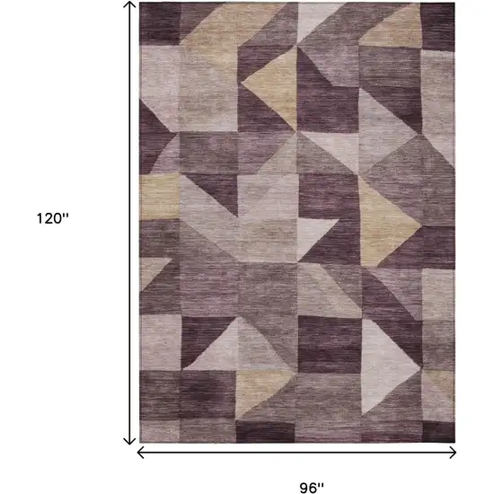 Plum And Wheat Geometric Washable Indoor Outdoor Area Rug Photo 7