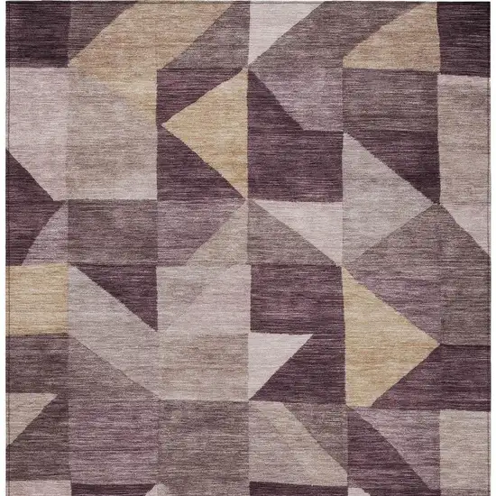 Plum And Wheat Geometric Washable Indoor Outdoor Area Rug Photo 3