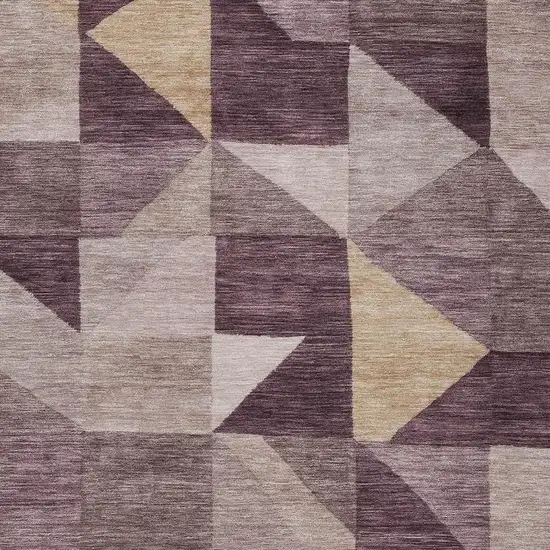 Plum And Wheat Geometric Washable Indoor Outdoor Area Rug Photo 2