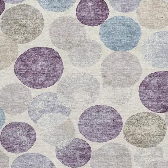 Plum Beige And Blue Geometric Washable Area Rug With UV Protection Photo 3