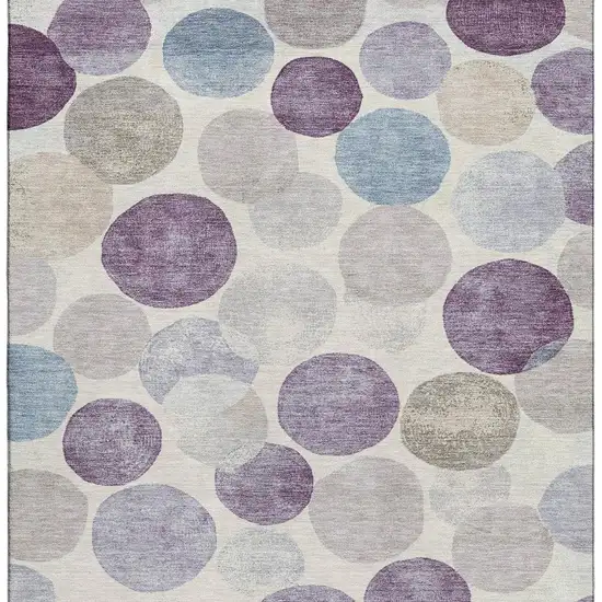 Plum Beige And Blue Geometric Washable Area Rug With UV Protection Photo 4