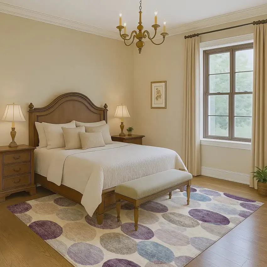 Plum Beige And Blue Geometric Washable Area Rug With UV Protection Photo 6