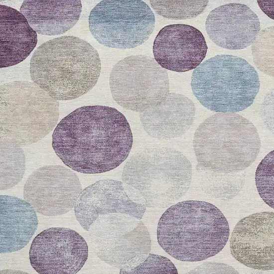 Plum Beige And Blue Geometric Washable Area Rug With UV Protection Photo 3