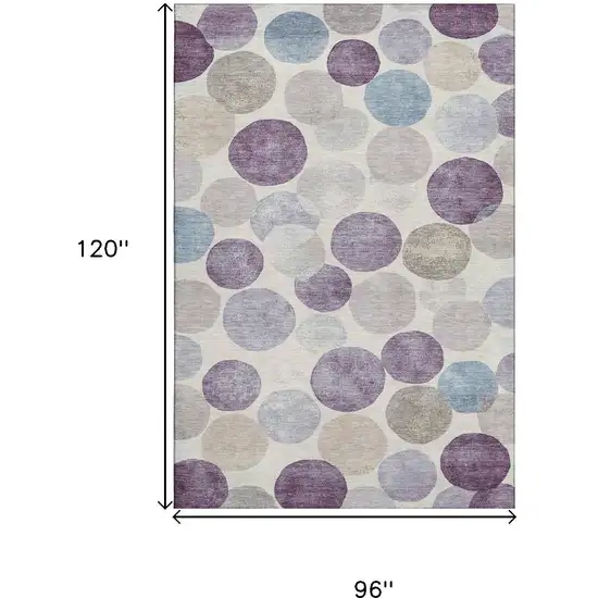 Plum Beige And Blue Geometric Washable Area Rug With UV Protection Photo 9