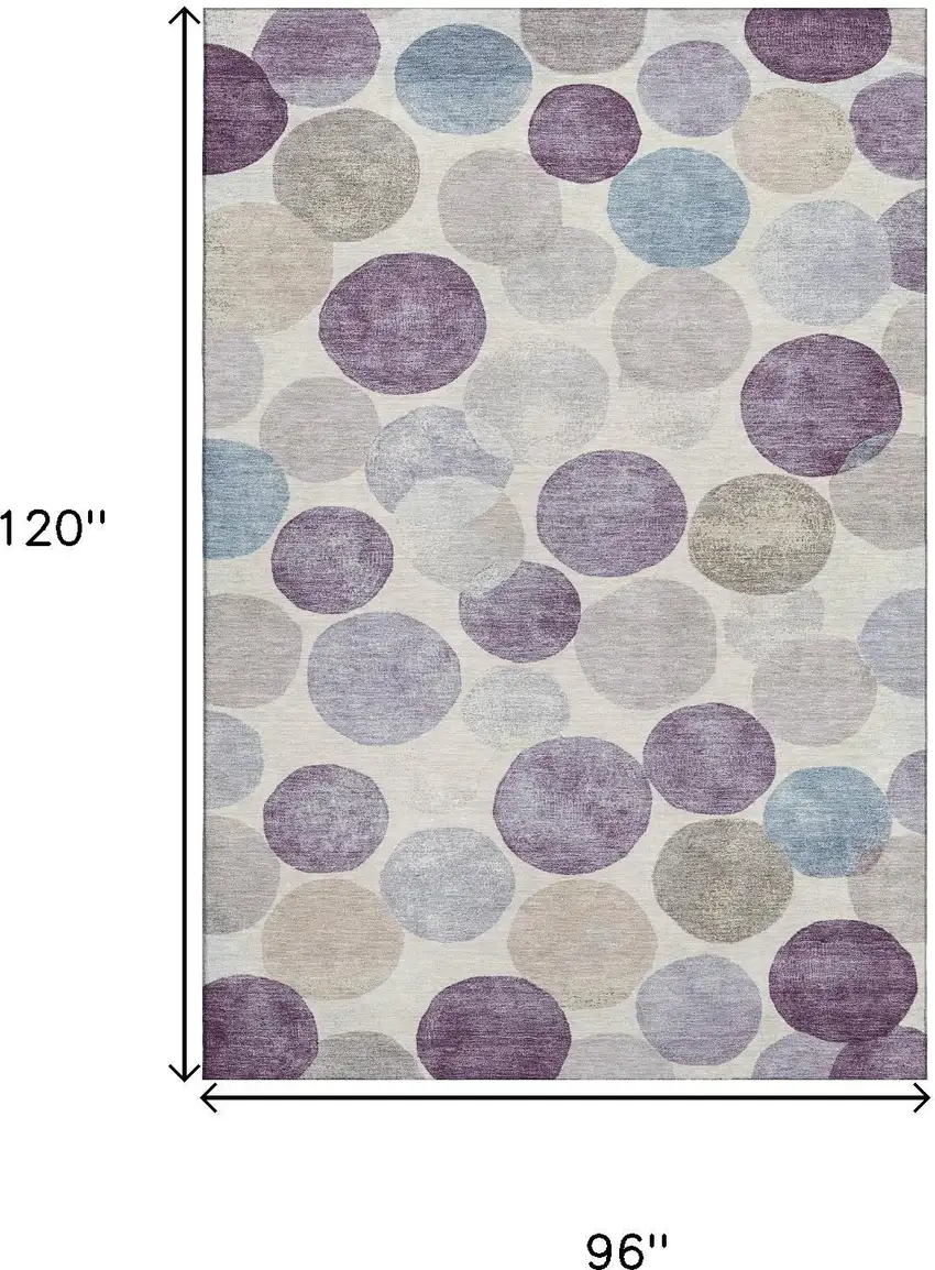 Plum Beige And Blue Geometric Washable Area Rug With UV Protection Photo 9