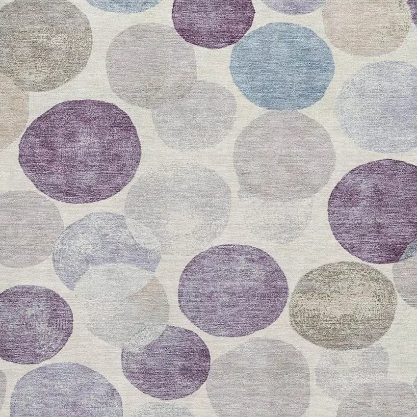 Plum Beige And Blue Geometric Washable Area Rug With UV Protection Photo 3