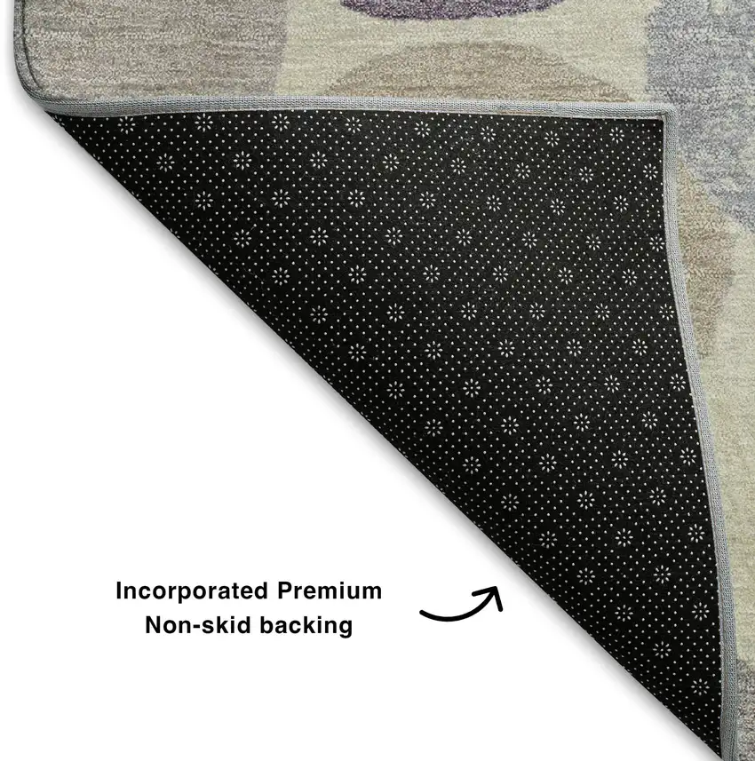 Plum Beige And Blue Geometric Washable Area Rug With UV Protection Photo 7