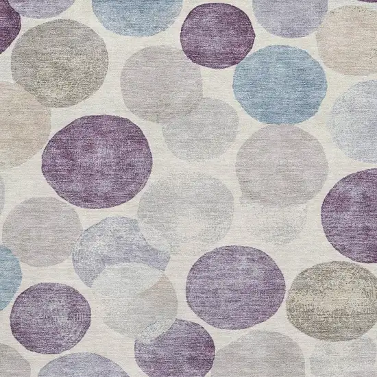 Plum Beige And Blue Geometric Washable Area Rug With UV Protection Photo 3