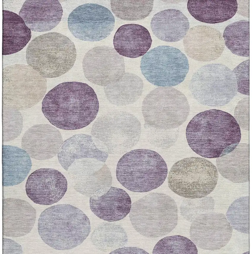 Plum Beige And Blue Geometric Washable Area Rug With UV Protection Photo 4