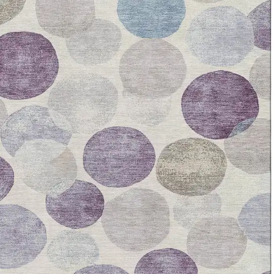 Plum Beige And Blue Geometric Washable Area Rug With UV Protection Photo 3