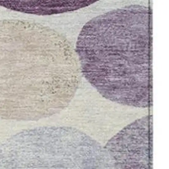 Plum Beige And Denim Blue Geometric Washable Indoor Outdoor Area Rug Photo 3