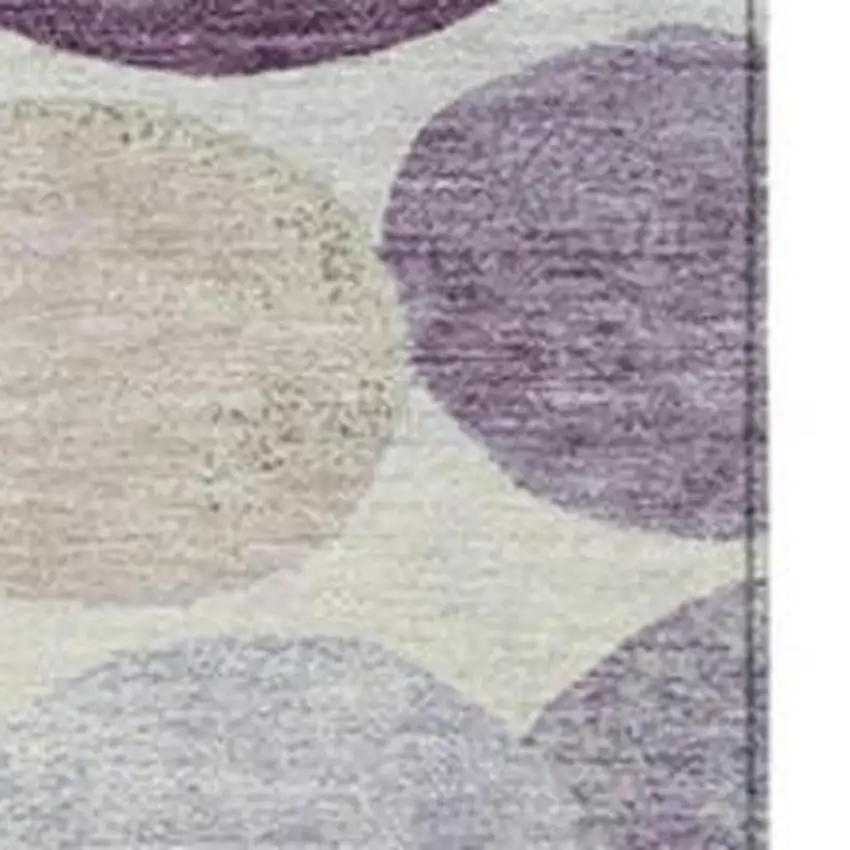 Plum Beige And Denim Blue Geometric Washable Indoor Outdoor Area Rug Photo 3