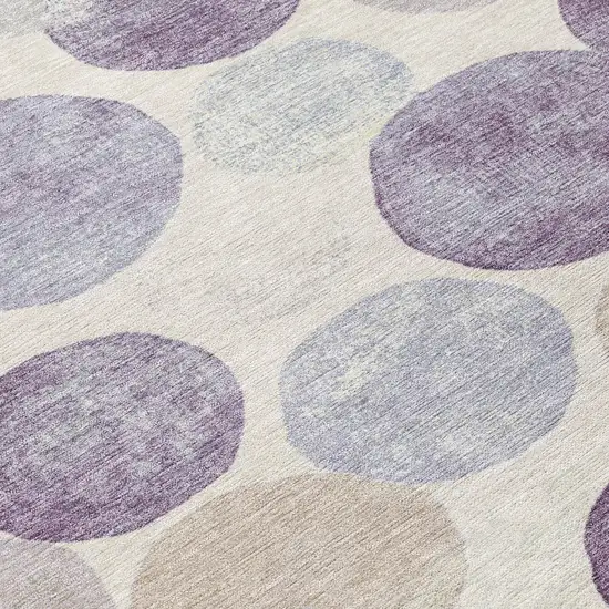 Plum Beige And Denim Blue Geometric Washable Indoor Outdoor Area Rug Photo 8