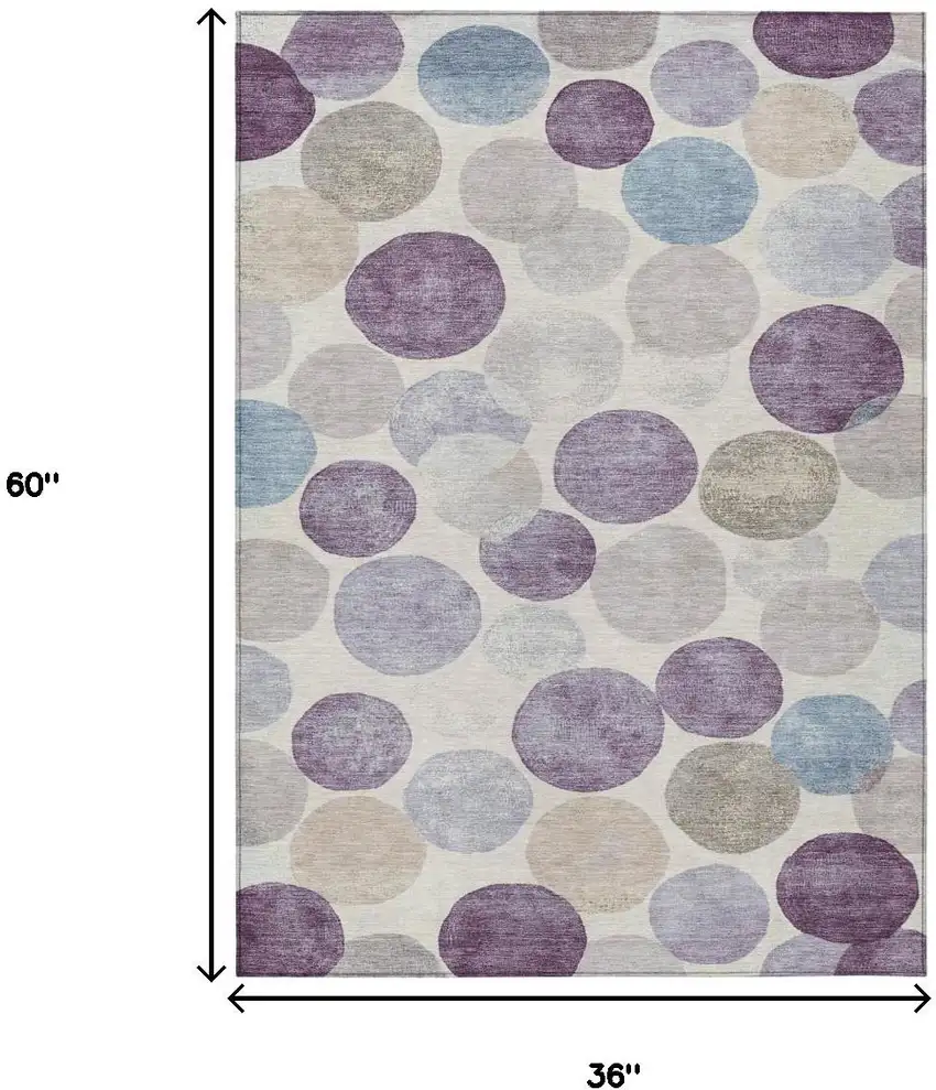 Plum Beige And Denim Blue Geometric Washable Indoor Outdoor Area Rug Photo 9