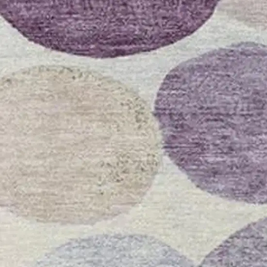 Plum Beige And Denim Blue Geometric Washable Indoor Outdoor Area Rug Photo 3