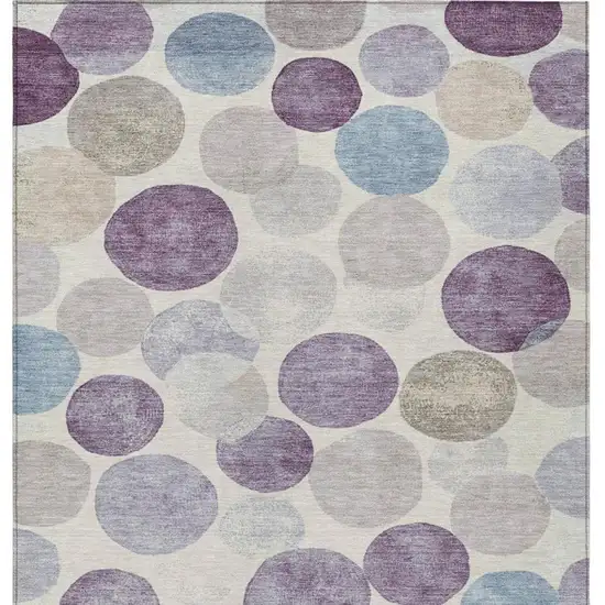 Plum Beige And Denim Blue Geometric Washable Indoor Outdoor Area Rug Photo 1