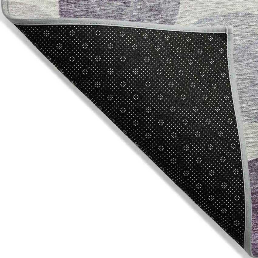 Plum Beige And Denim Blue Geometric Washable Indoor Outdoor Area Rug Photo 4