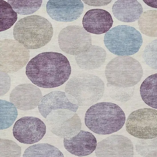 Plum Beige And Denim Blue Geometric Washable Indoor Outdoor Area Rug Photo 1